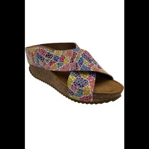 Hee Leather Printed Wedge Sandals Corina Antique - Medium